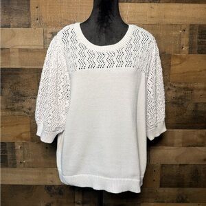 NEW NWOT Ophelia Roe Women's White Short Sleeve Sweater XL Extra Large